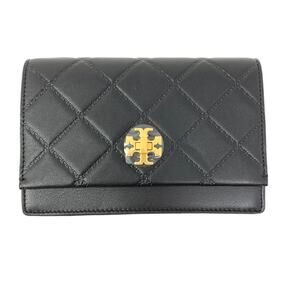 Tory Burch Quilted Georgia Turnlock Mini Leather Crossbody Handbag Black NEW